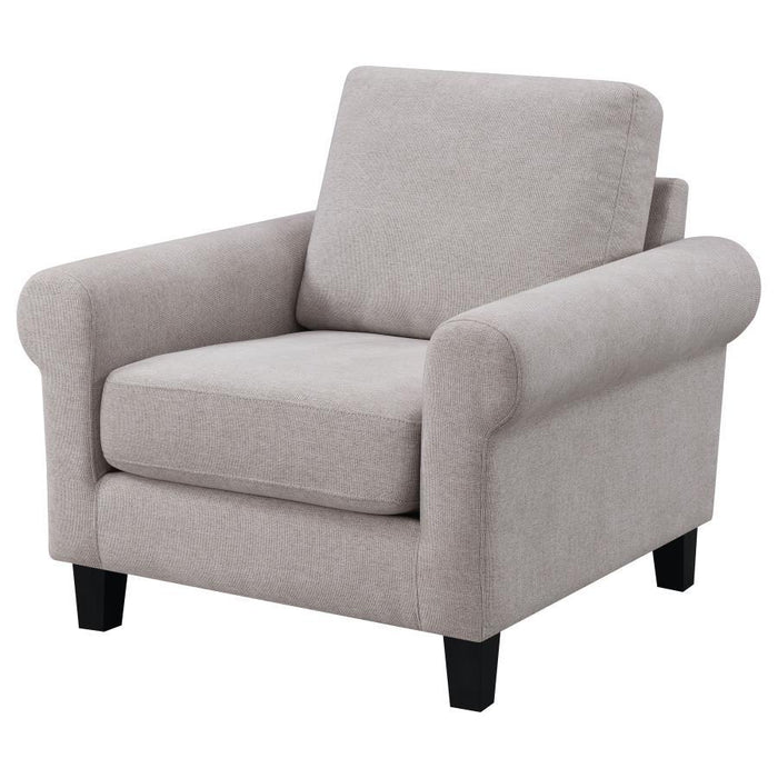 Nadine - Upholstered Round Arm Chair - Oatmeal