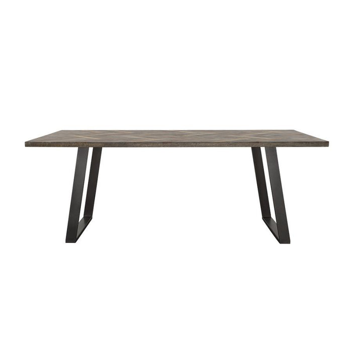 Misty - Sled Leg Dining Table - Gray Sheesham And Gunmetal