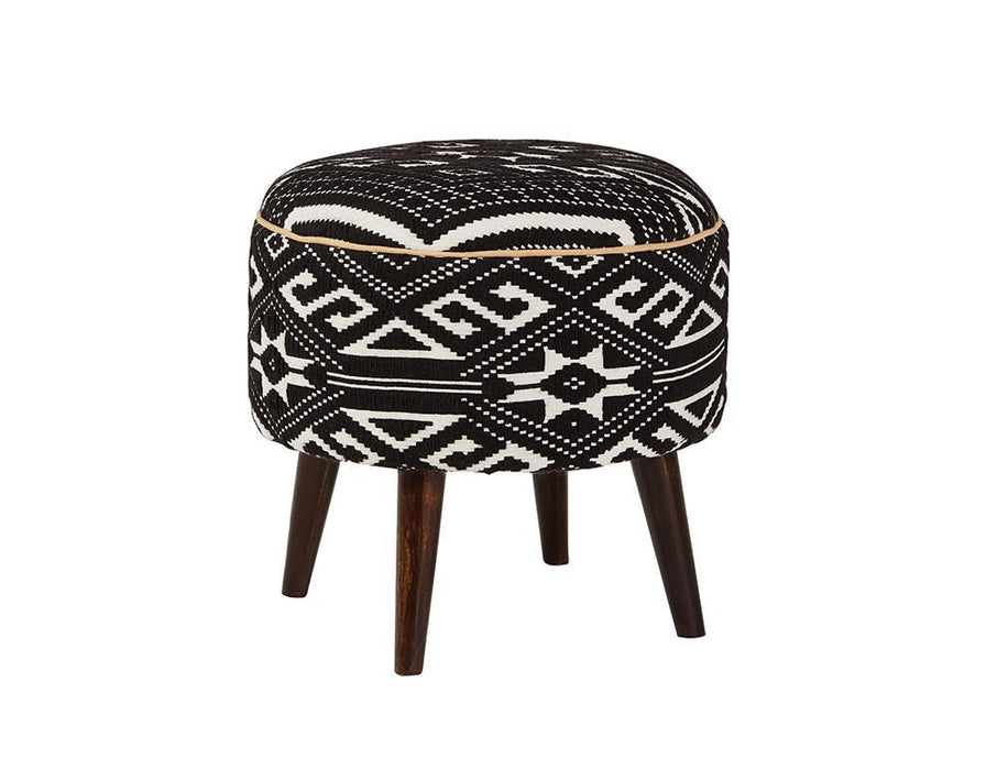 Camila - Round Upholstered Ottoman - Black