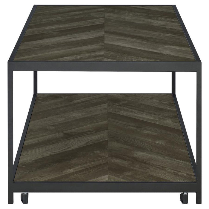 Beckley - Chevron Coffee Table - Rustic Gray Herringbone