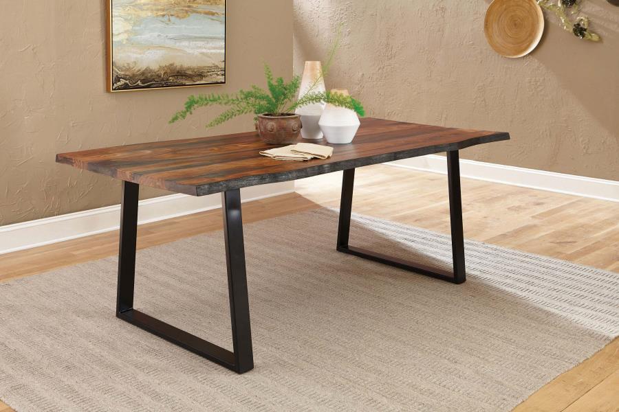 Ditman - Live Edge Dining Table - Gray Sheesham And Black