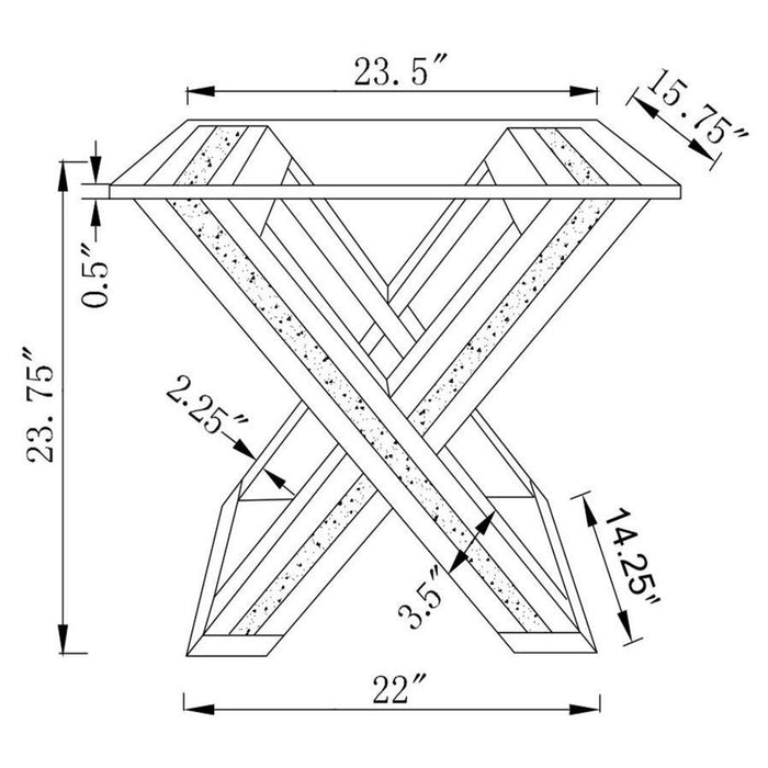 Bonnie - X-Base Rectangle Glass Top End Table - Mirror