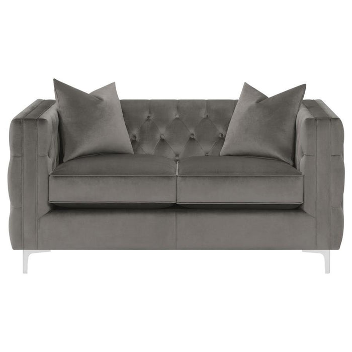 Phoebe - Tufted Tuxedo Arms Loveseat - Urban Bronze