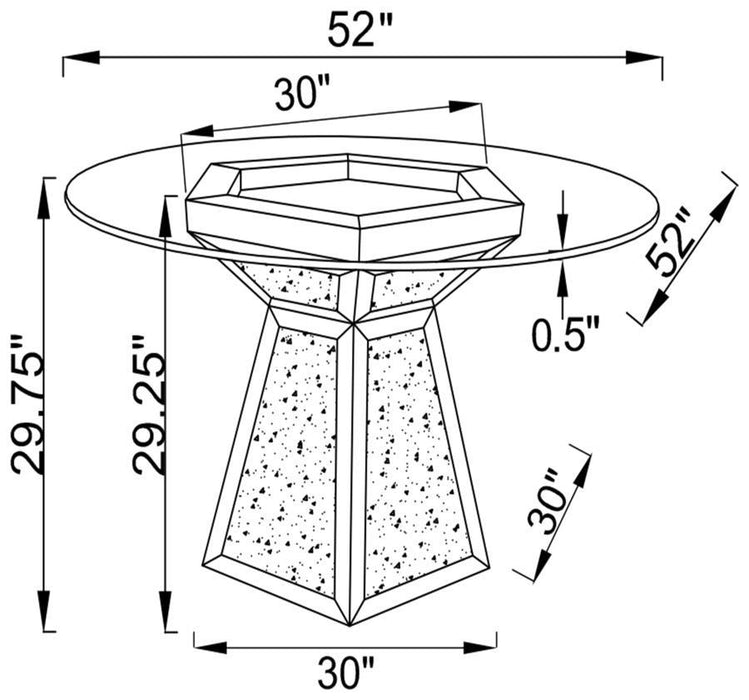 Quinn - Hexagon Pedestal Glass Top Dining Table - Mirror