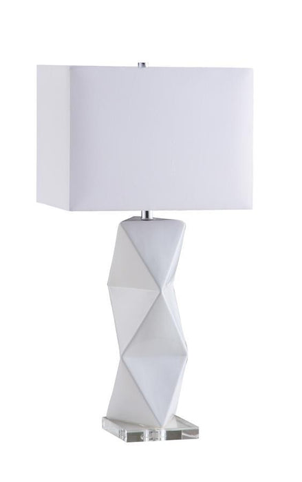 Camie - Geometric Ceramic Base Table Lamp - White