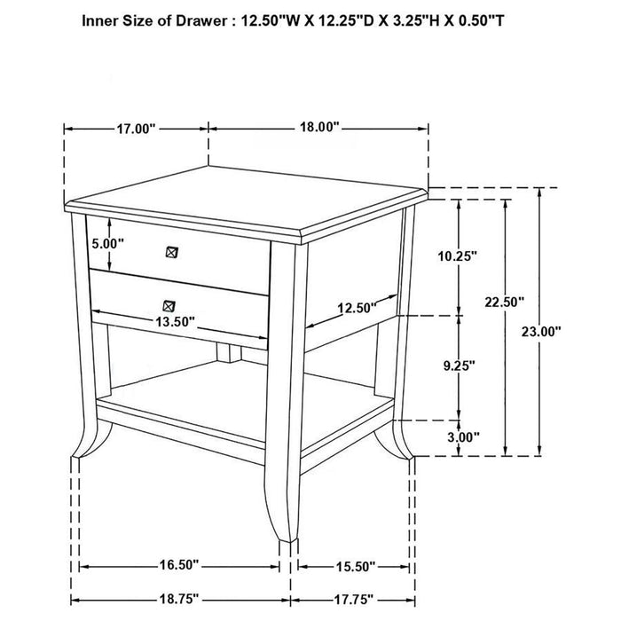 Russo - 2-Drawer Accent Table With Open Shelf - Natural Mango