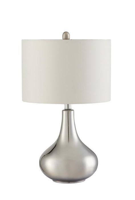 Junko - Drum Shade Table Lamp - Chrome And White