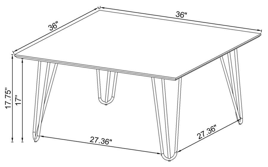 Harley - Hairpin Leg Square Coffee Table - White and Chrome