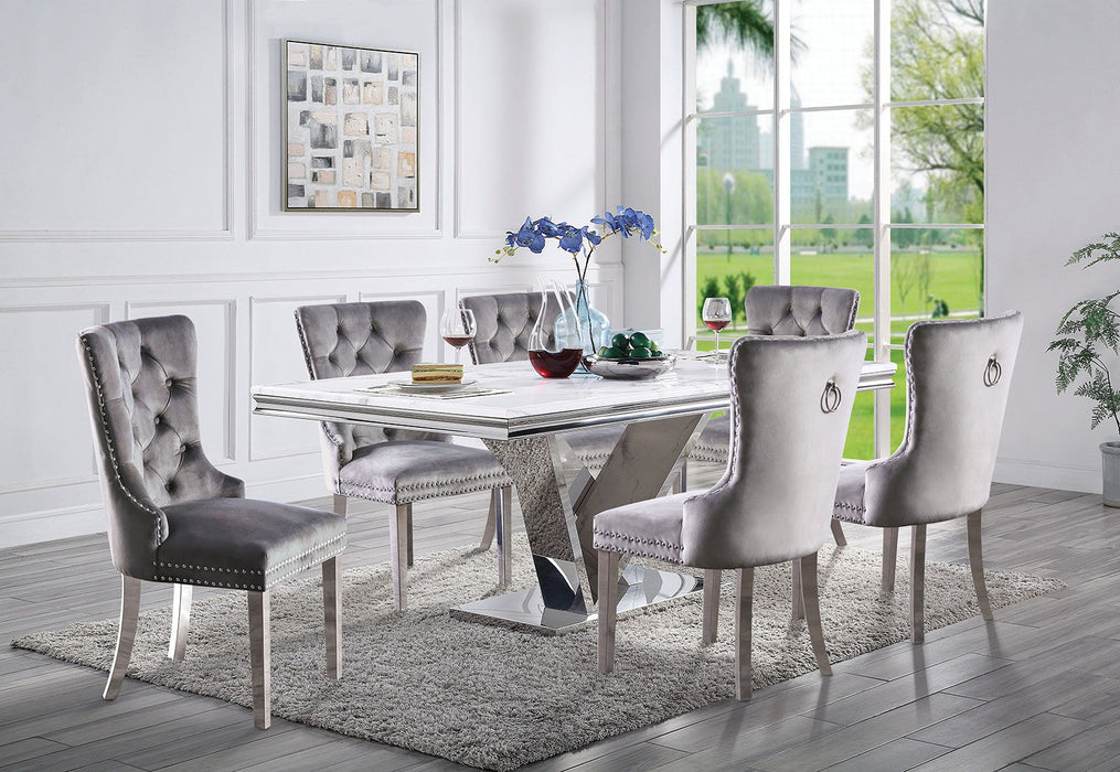 Valdevers - Dining Table - Pearl Silver