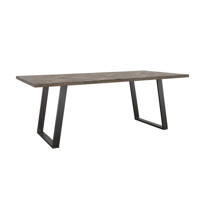 Misty - Sled Leg Dining Table - Gray Sheesham And Gunmetal