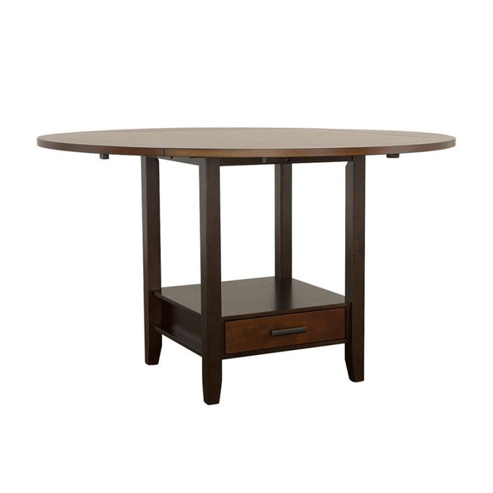 Sanford - Round Counter Height Table With Drop Leaf - Cinnamon and Espresso