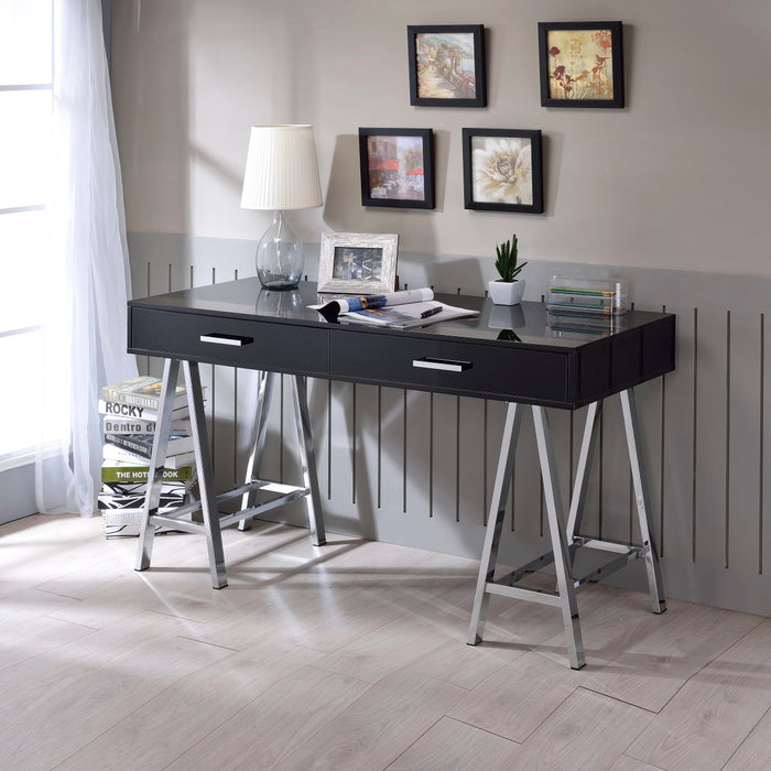 Coleen - Desk - Black High Gloss & Chrome