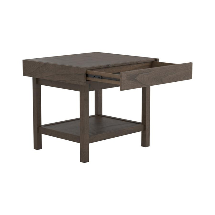 Owen - Rectangle End Table With Shelf - Brown