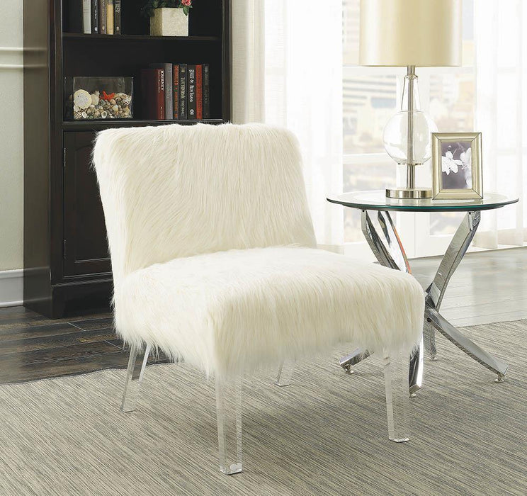 Chandler - Faux Sheepskin Upholstered Accent Chair - White