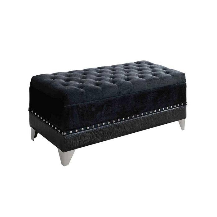 Barzini - Tufted Rectangular Trunk With Nailhead Black