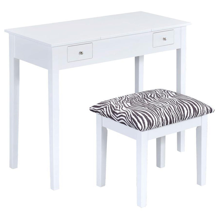 Seline - 2-Piece Vanity Set - White and Zebra