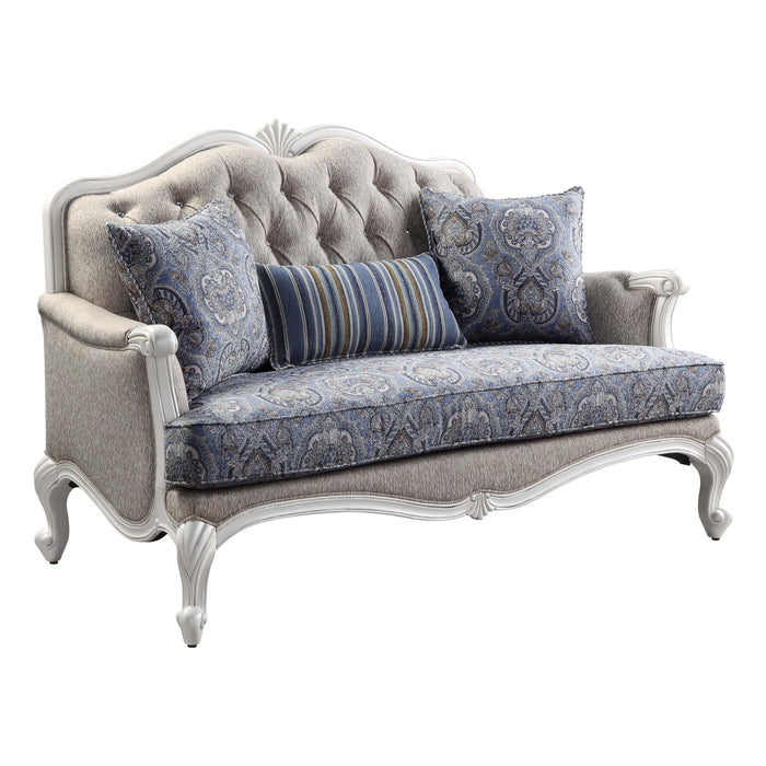 Ciddrenar - Loveseat - Fabric & White Finish