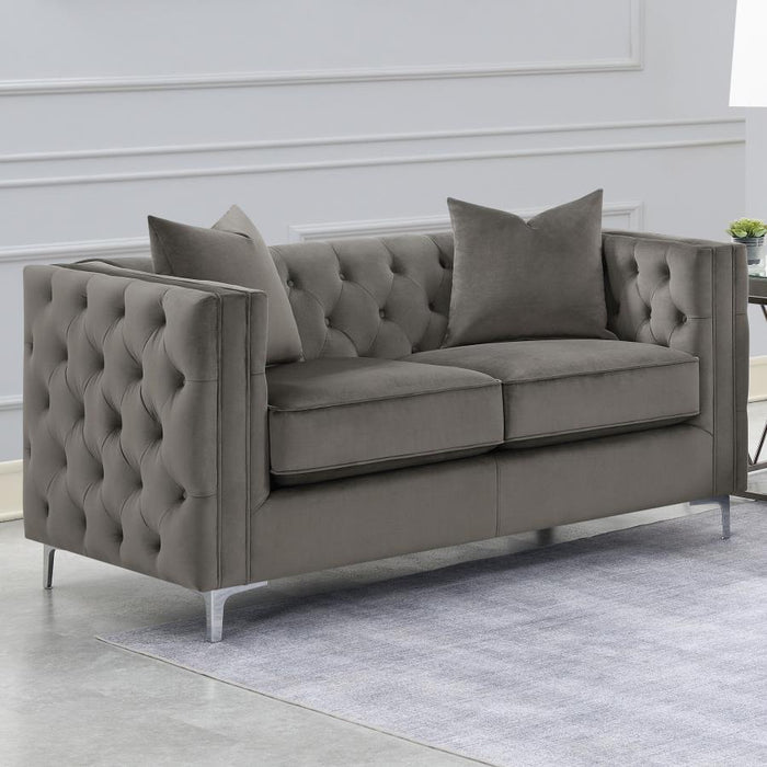 Phoebe - Tufted Tuxedo Arms Loveseat - Urban Bronze