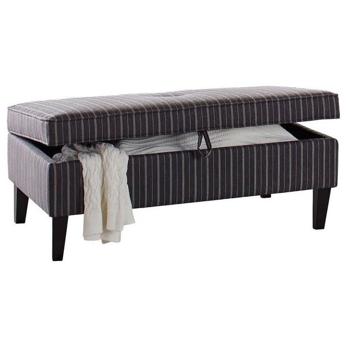 Ernest - Rectangular Upholstered Storage Ottoman - Black and White