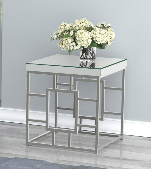 Dafina - Geometric Frame Square End Table - Chrome