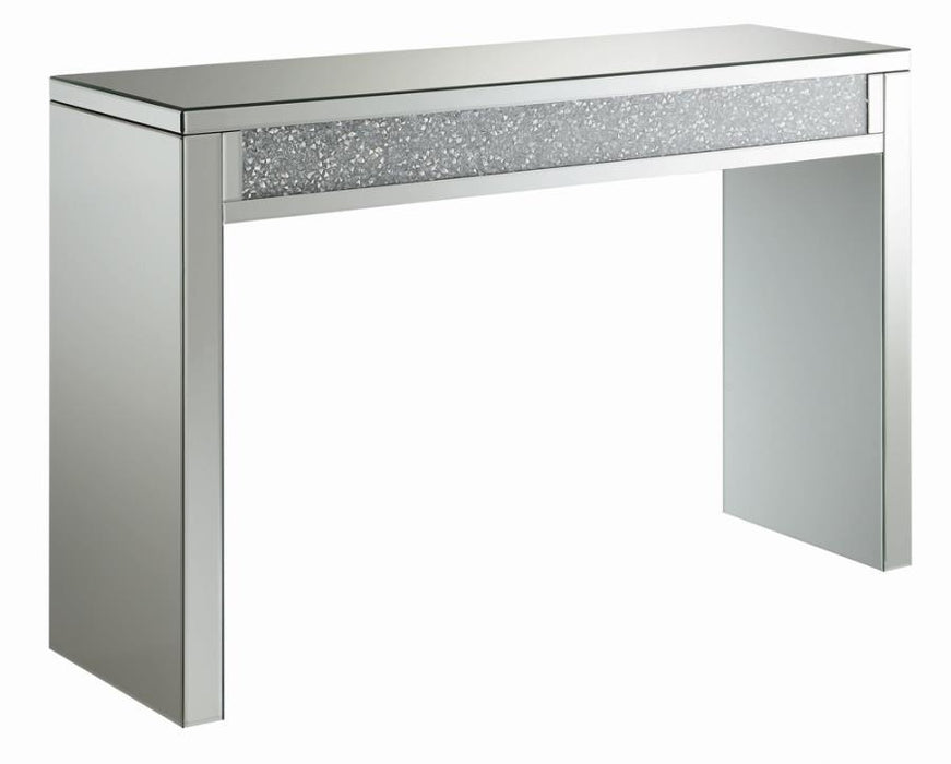 Gillian - Rectangular Sofa Table - Silver And Clear Mirror