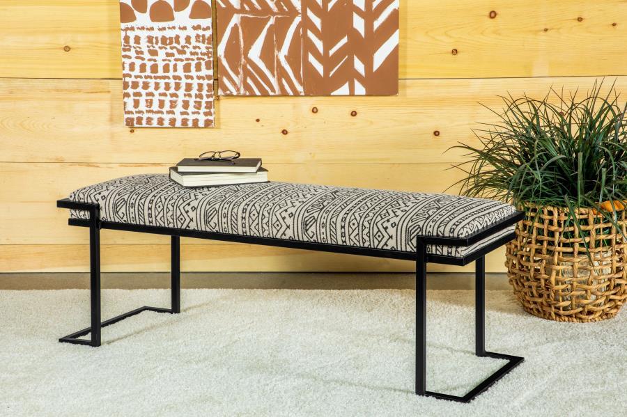 Alfaro - Upholstered Accent Bench - Black and White