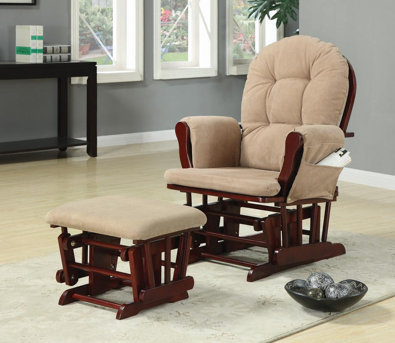 Maribel - Upholstered Glider Rocker With Ottoman - Beige