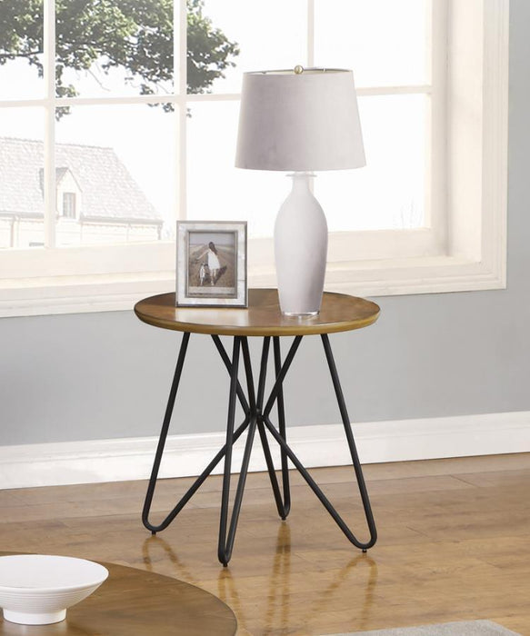 Brinnon - Round End Table - Dark Brown And Black