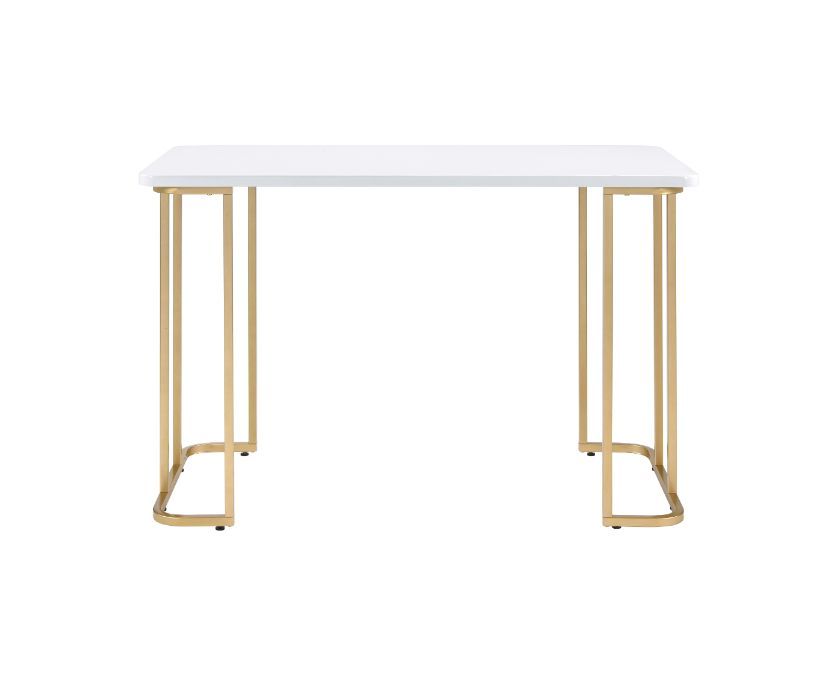 Estie - Writing Desk - White & Gold Finish