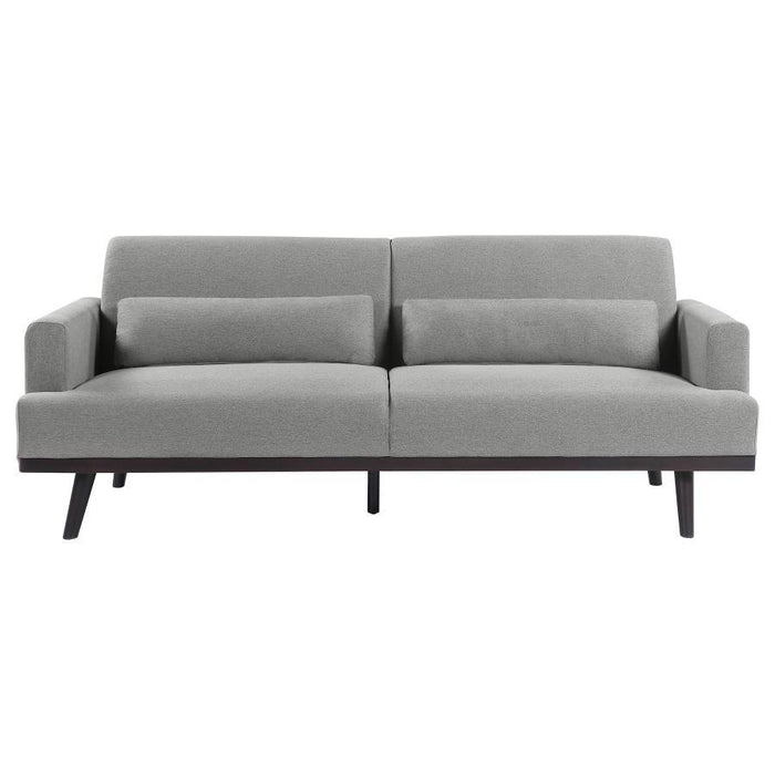 Blake - Upholstered Sofa With Track Arms - Sharkskin And Dark Brown