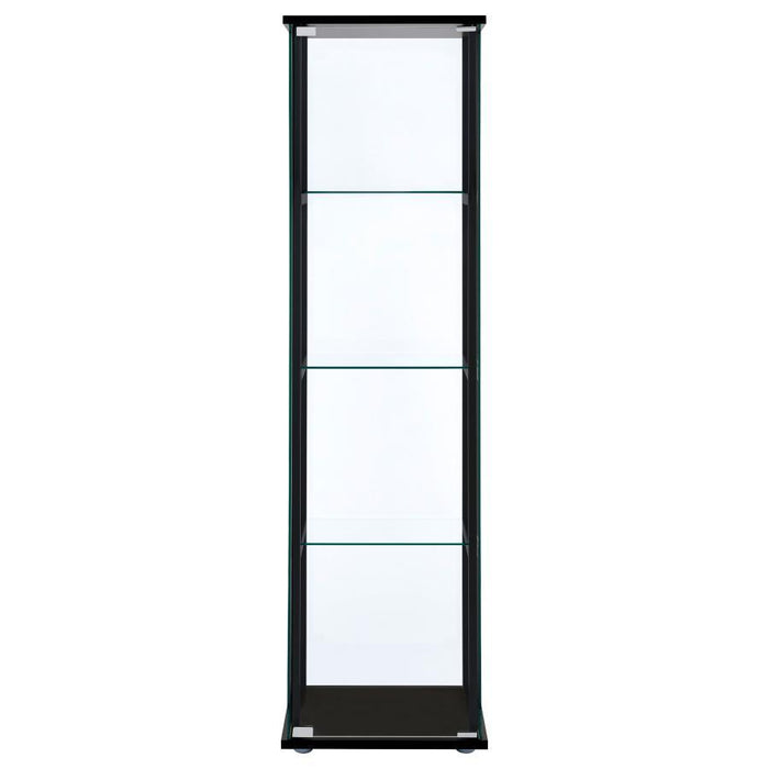 Cyclamen - 4-Shelf Glass Curio Cabinet - Black And Clear