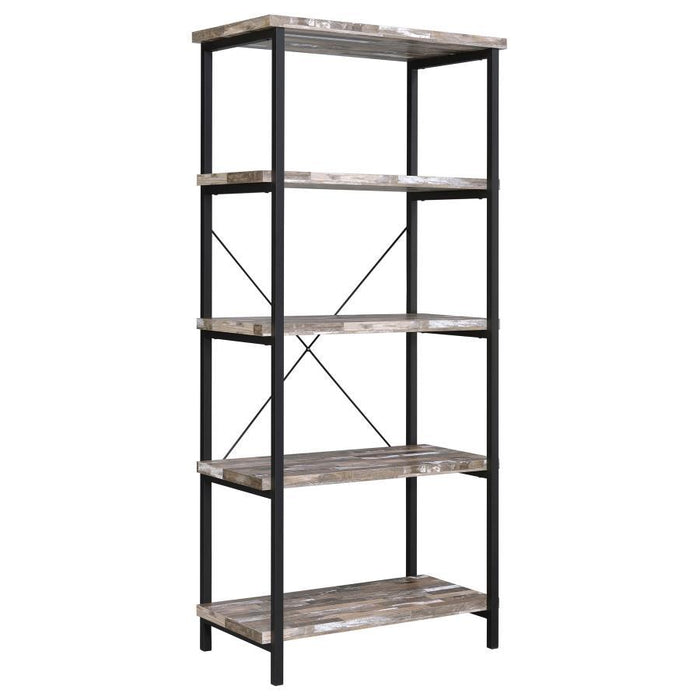 Kemper - 4-Shelf Bookcase - Salvaged Cabin and Black