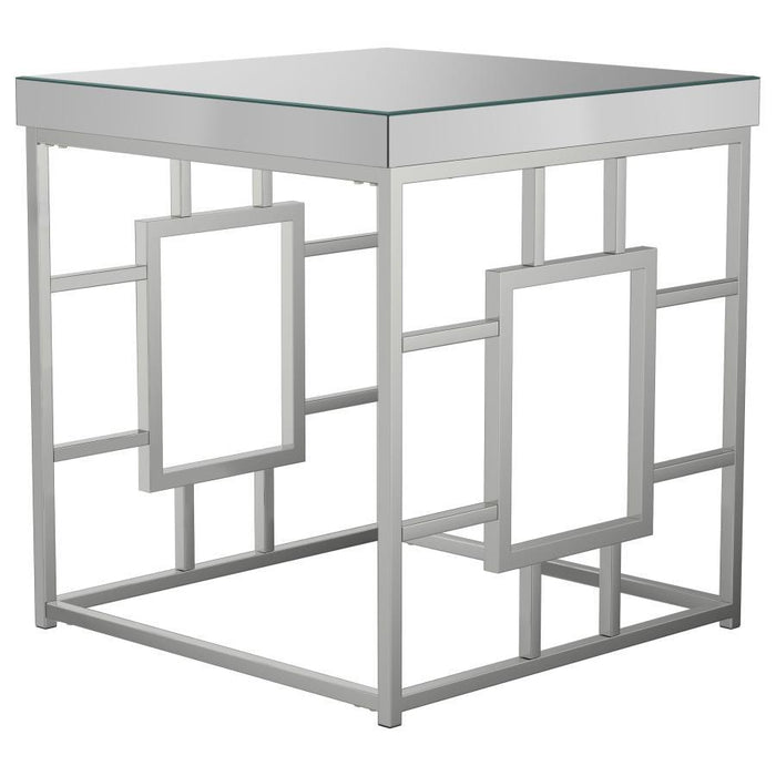 Dafina - Geometric Frame Square End Table - Chrome