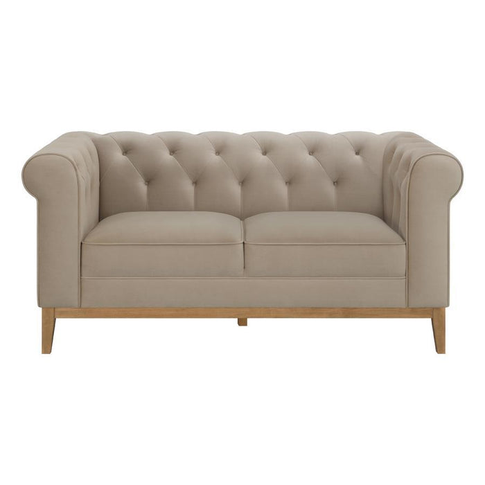 Sandrine - Button Tufted Tuxedo Arms Loveseat - Camel