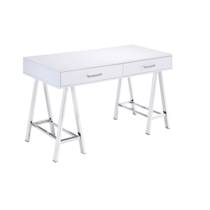 Coleen - Desk - White High Gloss & Chrome