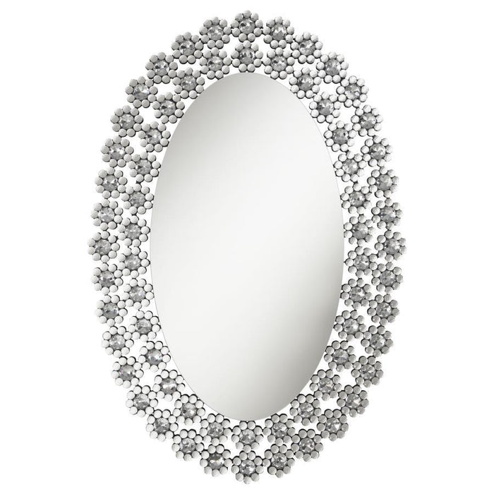 Colleen - Oval Wall Mirror With Faux Crystal Blossoms