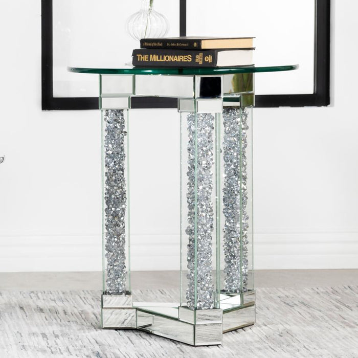 Octave - Square Post Legs Round End Table - Mirror