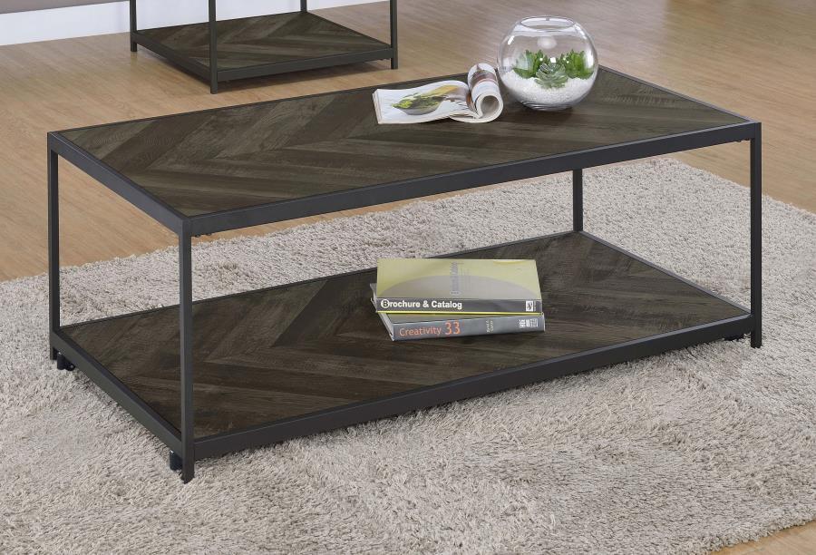 Beckley - Chevron Coffee Table - Rustic Gray Herringbone