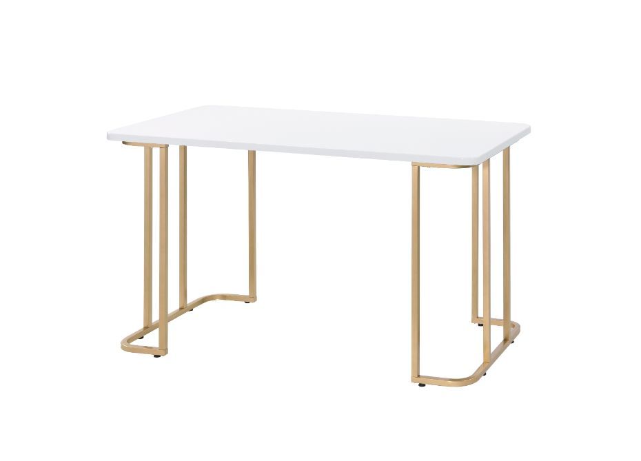 Estie - Writing Desk - White & Gold Finish