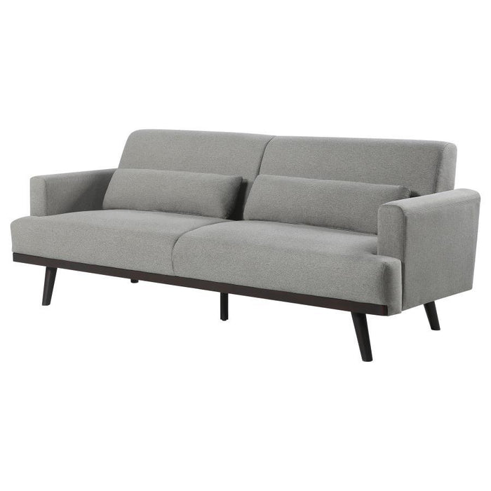 Blake - Upholstered Sofa With Track Arms - Sharkskin And Dark Brown