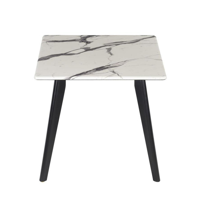 Bayhill - Square Faux Marble Top End Table - Black and White