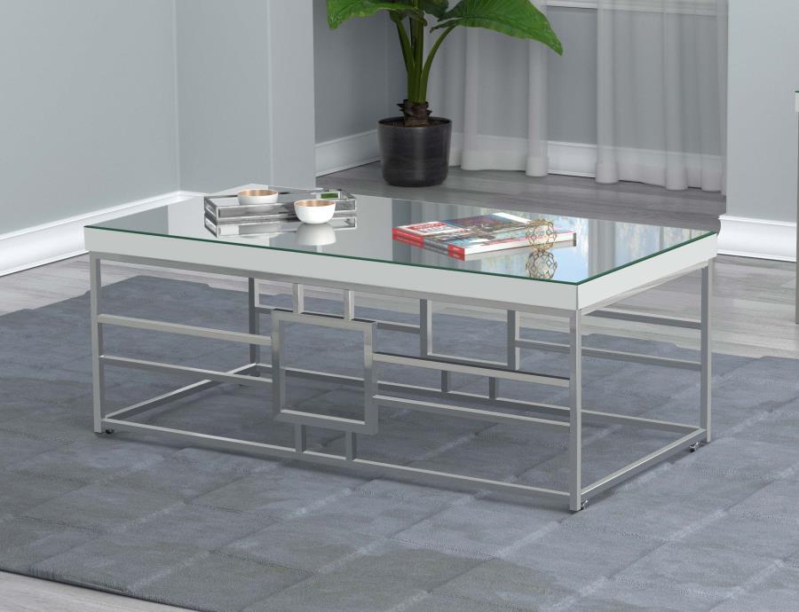 Dafina - Geometric Frame Rectangular Coffee Table - Chrome