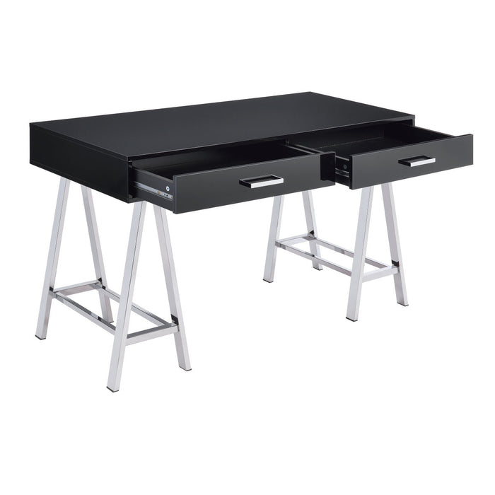 Coleen - Desk - Black High Gloss & Chrome