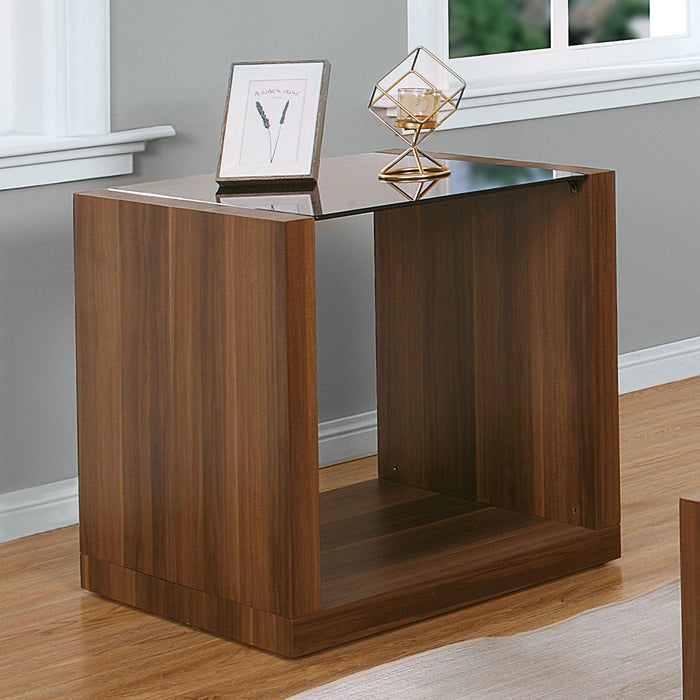 Langenthal - End Table - Black / Dark Walnut