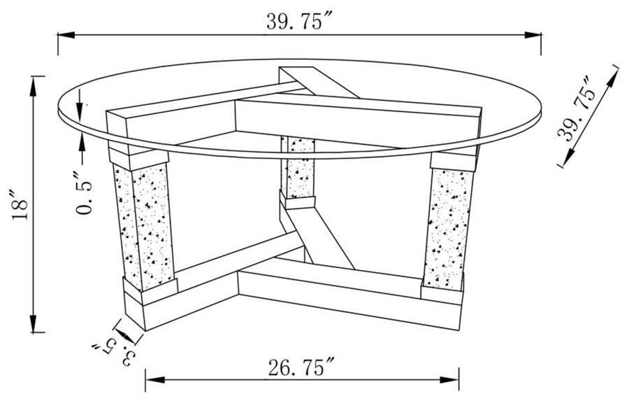 Octave - Square Post Legs Round Coffee Table - Mirror