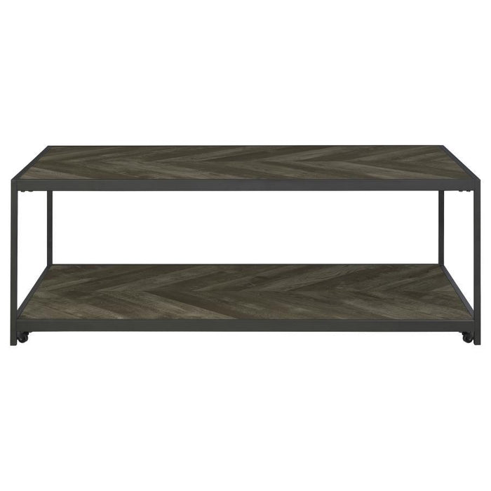 Beckley - Chevron Coffee Table - Rustic Gray Herringbone