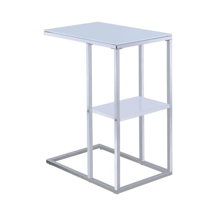 Daisy - 1-Shelf Accent Table - Chrome And White