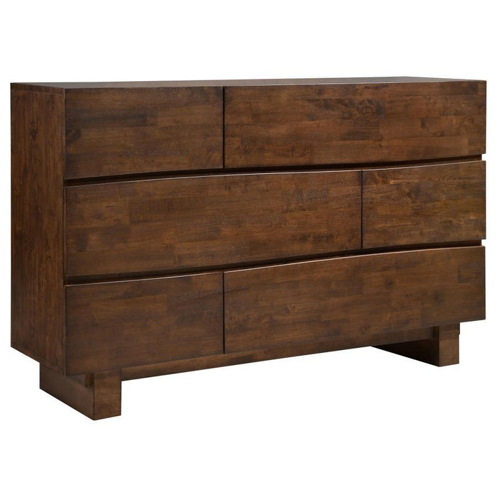 Genevieve - 6-Drawer Rectangular Dresser - Dark Brown