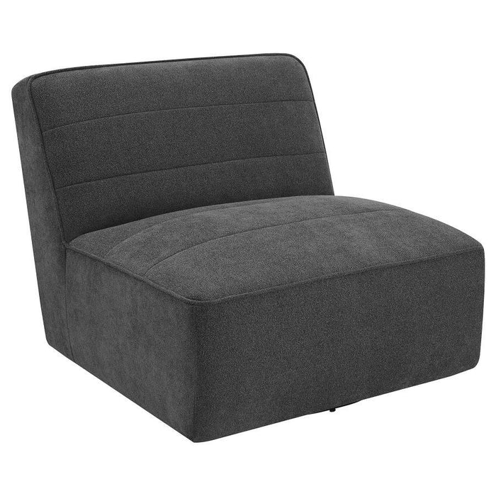 Cobie - Upholstered Swivel Armless Chair - Dark Charcoal