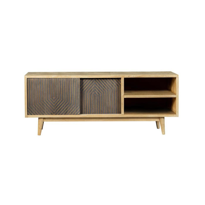 Juno - TV Console With 2 Shelves And Sliding Doors - Light Brown